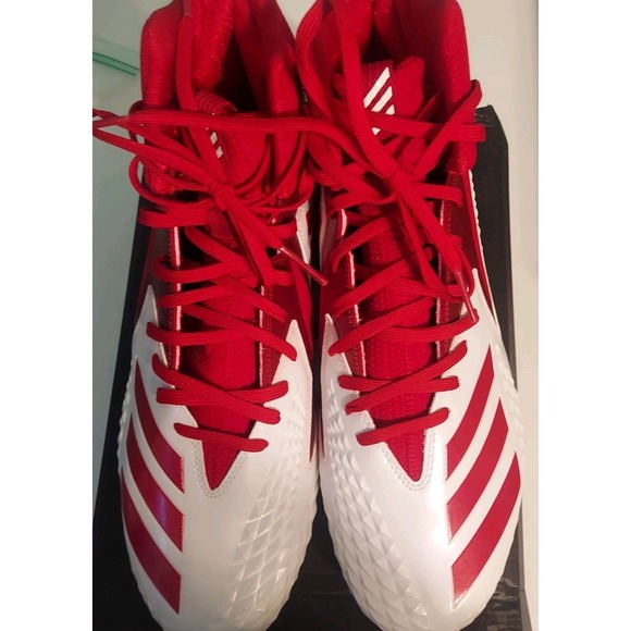 Adidas Freak X Carbon MID Football Cleats  White Red Bd7272 14 Men's‎ Shoe - Picture 1 of 5